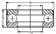 INA Bearing - 3-1/4" Inside x 4.969" Outside Diam, 1" Thick, Steel Ball Thrust Bearing - 56,000 Lbs. Static Capacity, 18,800 Max Pressure x Velocity - Caliber Tooling