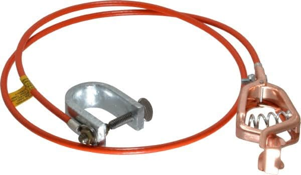 Hubbell Workplace - 19 AWG, 3 Ft., Alligator Clip, C-Clamp, Grounding Cable with Clamps - Orange, Federal Specification A-A-59466-010 - Caliber Tooling