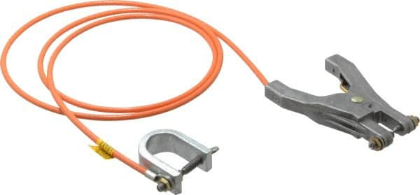 Hubbell Workplace - 19 AWG, 5 Ft., C-Clamp, Hand Clamp, Grounding Cable with Clamps - Orange - Caliber Tooling