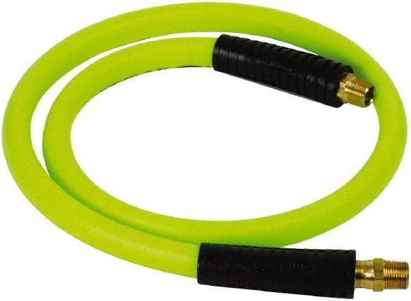 Legacy - 1/2" ID x 0.74" OD 4' Long Lead-In Whip Hose - FNPT x MNPT Swivel Ends, 300 Working psi, 140°, 3/8" Fitting, Green - Caliber Tooling