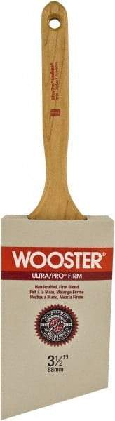 Wooster Brush - 3-1/2" Angled Nylon/Polyester Sash Brush - 3-3/8" Bristle Length, 7.44" Maple Fluted Handle - Caliber Tooling