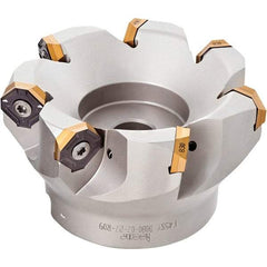 Iscar - 2.87" Cut Diam, 1" Arbor Hole, 0.18" Max Depth of Cut, 50° Indexable Chamfer & Angle Face Mill - 5 Inserts, IQ845 SYHU 07.. Insert, Right Hand Cut, Through Coolant, Series DoveIQMill - Caliber Tooling