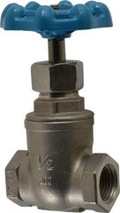 Legend Valve - 1/2" Pipe, Threaded Stainless Steel Solid Wedge Stem Gate Valve - 600 WOG, 125 WSP - Caliber Tooling