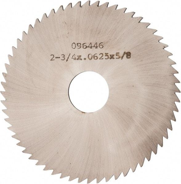 Made in USA - 2-3/4" Diam x 1/16" Blade Thickness x 5/8" Arbor Hole Diam, 60 Tooth Slitting and Slotting Saw - Arbor Connection, Solid Carbide, Concave Ground - Caliber Tooling