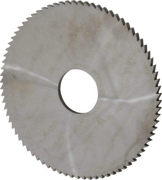 Made in USA - 4" Diam x 1/8" Blade Thickness x 1" Arbor Hole Diam, 80 Tooth Slitting and Slotting Saw - Arbor Connection, Right Hand, Uncoated, Solid Carbide, 5° Rake, Concave Ground - Caliber Tooling