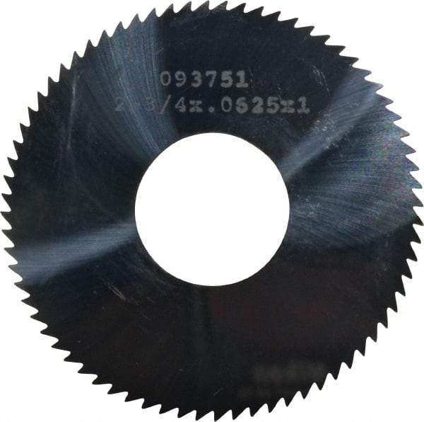 Made in USA - 2-3/4" Diam x 1/16" Blade Thickness x 1" Arbor Hole Diam, 72 Tooth Slitting and Slotting Saw - Arbor Connection, Uncoated, Solid Carbide, Concave Ground - Caliber Tooling