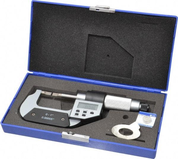 Value Collection - 0" to 1" Electronic Chrome (Frame) Coated Blade Micrometer - 0.75mm Blade Thickness, Friction Thimble - Caliber Tooling