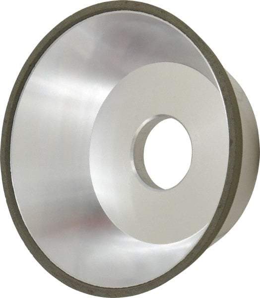 Made in USA - 5" Diam, 1-1/4" Hole Size, 1-3/4" Overall Thickness, 100 Grit, Type 11 Tool & Cutter Grinding Wheel - Fine Grade, Diamond - Caliber Tooling