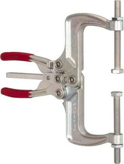 De-Sta-Co - 4448.22 N Load Capacity, 2.56" Throat Depth, 9.15" OAL, Carbon Steel, C Style Plier Clamp - 7.92" Max Jaw Capacity, M10x1.25 Spindle, 7.92" Open Throat Height, Red Handle, Spindle End - Caliber Tooling