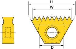 Kennametal - 14 TPI, Internal/External Thread, Whitworth Standard, STN KC610M Grade Thread Mill Insert - Carbide, TiN/TiCN/TiN Coating - Caliber Tooling