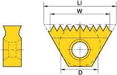 Kennametal - 14 TPI, Internal/External Thread, Whitworth Standard, STN KC610M Grade Thread Mill Insert - Carbide, TiN/TiCN/TiN Coating - Caliber Tooling