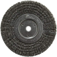 Weiler - 6" OD, 5/8" Arbor Hole, Crimped Steel Wheel Brush - 3/4" Face Width, 1-7/16" Trim Length, 0.0118" Filament Diam, 6,000 RPM - Caliber Tooling