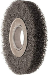 Weiler - 7" OD, 2" Arbor Hole, Crimped Steel Wheel Brush - 1-1/4" Face Width, 1-5/8" Trim Length, 0.014" Filament Diam, 6,000 RPM - Caliber Tooling