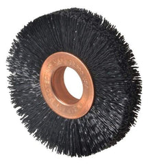 Weiler - 2" OD, 1/2" Arbor Hole, Crimped Nylon Wheel Brush - 3/8" Face Width, 1/2" Trim Length, 0.014" Filament Diam, 20,000 RPM - Caliber Tooling