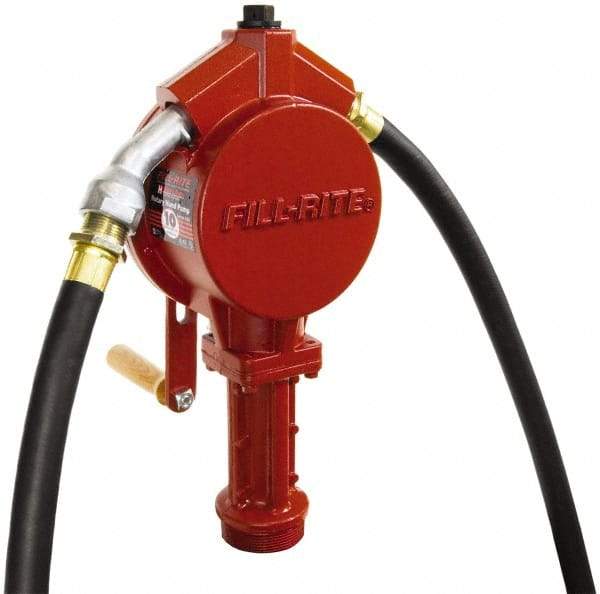 Tuthill - 3/4" Outlet, Cast Aluminum Hand Operated Rotary Pump - 12.8 oz per Stroke, 24" OAL, For Gasoline, Diesel Fuel, Lightweight Oil & Kerosene - Caliber Tooling