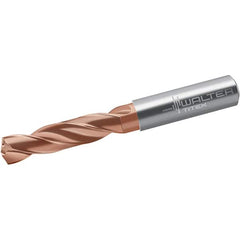 Walter-Titex - 13/32" 140° Spiral Flute Solid Carbide Screw Machine Drill Bit - AlCrN Finish, Right Hand Cut, 55mm Flute Length, 102mm OAL, X-treme Point, Straight Shank, Through Coolant - Caliber Tooling