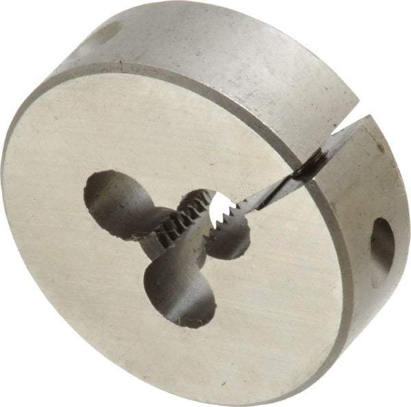 Made in USA - 1/4-20 UNC Thread, 1-1/2" Outside Diam High Speed Steel Round Die - 1/2" Thick, Right Hand Thread, Adjustable - Exact Industrial Supply