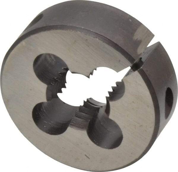 Made in USA - 9/16-12 UNC Thread, 1-1/2" Outside Diam High Speed Steel Round Die - 1/2" Thick, Right Hand Thread, Adjustable - Exact Industrial Supply