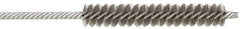 Made in USA - 1/4" Diam Helical Stainless Steel Tube Brush - Double Spiral, 0.005" Filament Diam, 1-1/2" Brush Length, 4" OAL, 0.091" Diam Stainless Steel Shank - Caliber Tooling