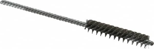 Made in USA - 5/16" Diam Helical Stainless Steel Tube Brush - Double Spiral, 0.005" Filament Diam, 1-1/2" Brush Length, 4" OAL, 1/8" Diam Galvanized Steel Shank - Caliber Tooling