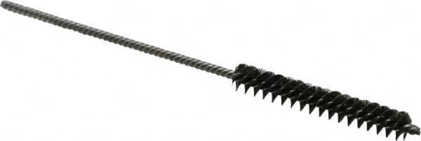 Made in USA - 1/4" Diam Helical Steel Tube Brush - Double Spiral, 0.005" Filament Diam, 1-1/2" Brush Length, 4" OAL, 0.091" Diam Stainless Steel Shank - Caliber Tooling