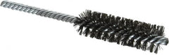 Made in USA - 3/4" Diam Helical Steel Tube Brush - Double Spiral, 0.006" Filament Diam, 2-1/2" Brush Length, 5-1/2" OAL, 0.237" Diam Galvanized Steel Shank - Caliber Tooling