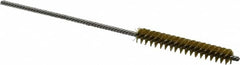 Made in USA - 1/4" Diam Helical Brass Tube Brush - Double Spiral, 0.005" Filament Diam, 1-1/2" Brush Length, 4" OAL, 0.091" Diam Stainless Steel Shank - Caliber Tooling