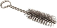 Made in USA - 2-1/2" Long x 7/8" Diam Stainless Steel Twisted Wire Bristle Brush - Double Spiral, 5-1/2" OAL, 0.01" Wire Diam, 0.162" Shank Diam - Caliber Tooling