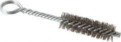 Made in USA - 2-1/2" Long x 3/4" Diam Stainless Steel Twisted Wire Bristle Brush - Double Spiral, 5-1/2" OAL, 0.01" Wire Diam, 0.235" Shank Diam - Caliber Tooling