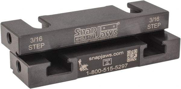 Snap Jaws - 4" Wide x 1.155" High x 0.55" Thick, Step Vise Jaw - Hard, Steel, Fixed Jaw, Compatible with 4" Vises - Caliber Tooling