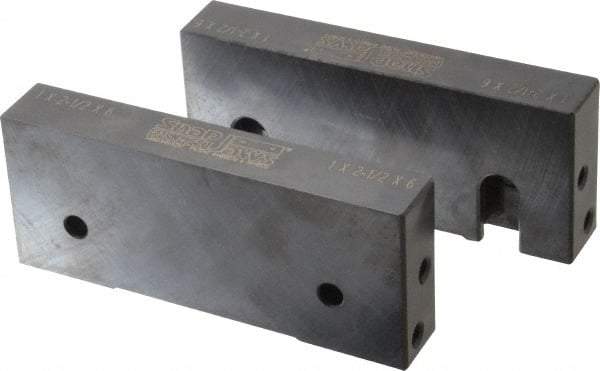 Snap Jaws - 6" Wide x 2-1/2" High x 1" Thick, Flat/No Step Vise Jaw - Soft, Steel, Fixed Jaw, Compatible with 6" Vises - Caliber Tooling