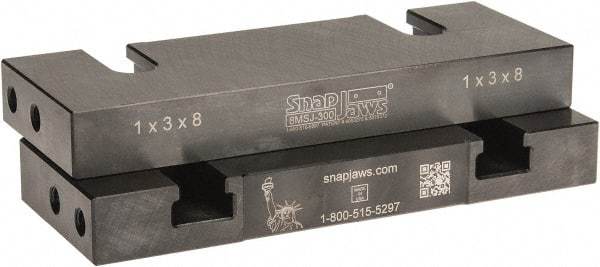 Snap Jaws - 8" Wide x 3" High x 1" Thick, Flat/No Step Vise Jaw - Soft, Steel, Fixed Jaw, Compatible with 8" Vises - Caliber Tooling