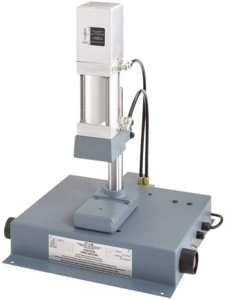 JT&M - 3/4" Ram, 3-3/16" Throat Depth, 660 Lb Pneumatic Arbor Press - 8-5/16" Max Work Height x 16" Max Work Width, 18.38" Base Width x 16.12" Base Depth - Caliber Tooling