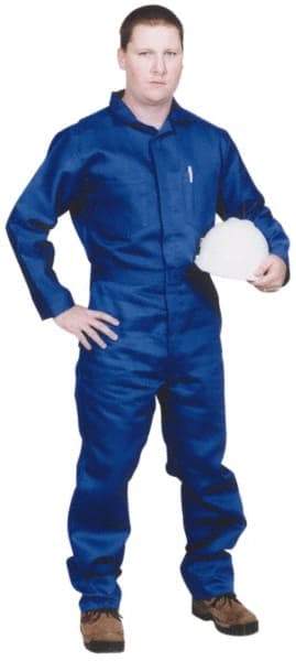 Stanco Safety Products - Size 2XL, Royal Blue, Zipper, Flame Resistant/Retardant Coverall - 50 to 52" Chest, Nomex, 7 Pockets, Elastic Waistband, Full Action Back, 2-Way Concealed Zipper - Caliber Tooling