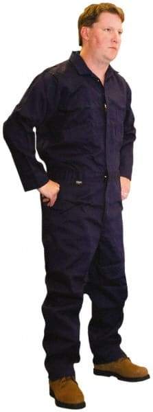 Stanco Safety Products - Size L, Navy Blue, Zipper, Flame Resistant/Retardant Coverall - 42 to 44" Chest, Indura, 7 Pockets, Elastic Waistband, Full Action Back, 2-Way Concealed Zipper - Caliber Tooling