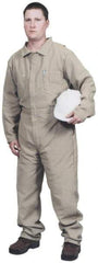 Stanco Safety Products - Size M, Tan, Zipper, Flame Resistant/Retardant Coverall - 38 to 40" Chest, Indura, 7 Pockets, Elastic Waistband, Full Action Back, 2-Way Concealed Zipper - Caliber Tooling