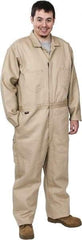 Stanco Safety Products - Size L, Tan, Zipper, Flame Resistant/Retardant Coverall - 42 to 44" Chest, Indura, 7 Pockets, Elastic Waistband, Full Action Back, 2-Way Concealed Zipper - Caliber Tooling