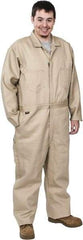 Stanco Safety Products - Size XL, Tan, Zipper, Flame Resistant/Retardant Coverall - 46 to 48" Chest, Indura, 7 Pockets, Elastic Waistband, Full Action Back, 2-Way Concealed Zipper - Caliber Tooling