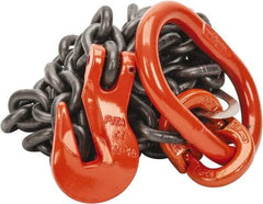 Pewag - 10' Long x 10" Wide, 8,800 Lb Basket Capacity, 8,800 Lb Vertical Capacity, Alloy Steel Web Sling - SOG Chain Sling, 3/8" Diam Chain, Self-Colored, with Grab Hook & Master Link - Caliber Tooling