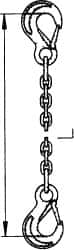 Pewag - 5' Long, 11,000 Lb Basket Capacity, 11,000 Lb Vertical Capacity, Stainless Steel Web Sling - SSS Chain Sling, 5/8" Diam Chain, Bright Polish, with 2 Sling Hooks - Caliber Tooling