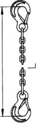 Pewag - 5' Long, 11,000 Lb Basket Capacity, 11,000 Lb Vertical Capacity, Stainless Steel Web Sling - SSS Chain Sling, 5/8" Diam Chain, Bright Polish, with 2 Sling Hooks - Caliber Tooling