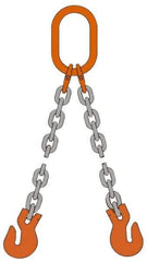 Pewag - 5' Long x 10" Wide, 7,500 Lb Basket Capacity, 7,500 Lb Vertical Capacity, Alloy Steel Web Sling - DOG Chain Sling, 9/32" Diam Chain, Self-Colored, with 2 Grab Hooks & Master Link - Caliber Tooling