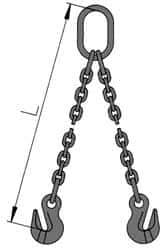 Pewag - 10' Long, 6,100 Lb Basket Capacity, 6,100 Lb Vertical Capacity, Alloy Steel Web Sling - DOG Chain Sling, 9/32" Diam Chain, Silver (Color), with 2 Grab Hooks & Master Link - Caliber Tooling