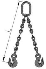 Pewag - 5' Long, 20,800 Lb Basket Capacity, 20,800 Lb Vertical Capacity, Alloy Steel Web Sling - DOG Chain Sling, 1/2" Diam Chain, Silver (Color), with 2 Grab Hooks & Master Link - Caliber Tooling