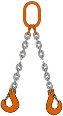 Pewag - 10' Long x 10" Wide, 4,700 Lb Basket Capacity, 4,700 Lb Vertical Capacity, Alloy Steel Web Sling - DOS Chain Sling, 7/32" Diam Chain, Self-Colored, with 2 Sling Hooks & Master Link - Caliber Tooling