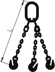 Pewag - 10' Long x 10" Wide, 39,000 Lb Basket Capacity, 39,000 Lb Vertical Capacity, Alloy Steel Web Sling - TOG Chain Sling, 1/2" Diam Chain, Self-Colored, with 3 Grab Hooks & Master Link - Caliber Tooling