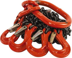 Pewag - 5' Long x 10" Wide, 7,000 Lb Basket Capacity, 7,000 Lb Vertical Capacity, Alloy Steel Web Sling - QOS Chain Sling, 7/32" Diam Chain, Self-Colored, with 4 Sling Hooks & Master Link - Caliber Tooling