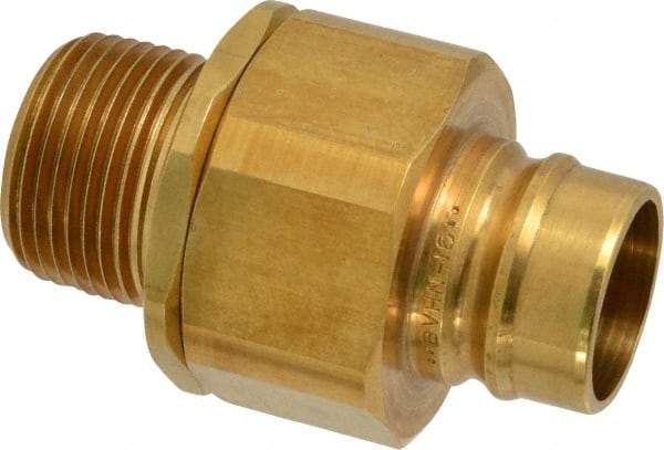 Parker - 1 Thread Brass Hydraulic Hose MPT Fitting - 1,750 psi - Caliber Tooling