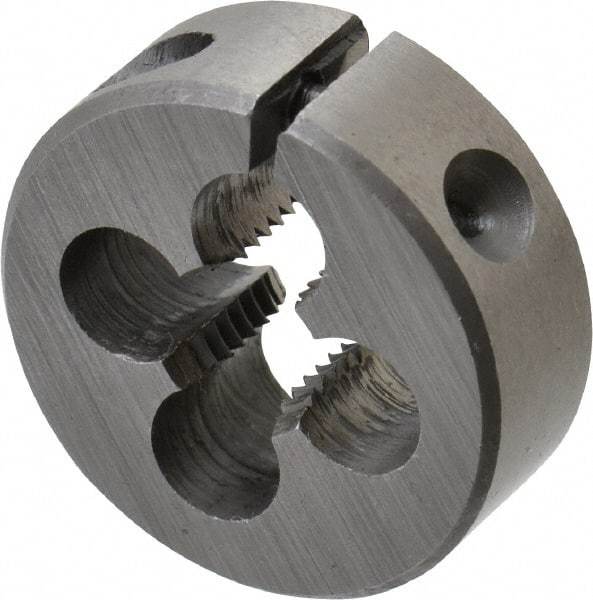 Interstate - 5/16-24 UNF Thread, 1" Outside Diam High Speed Steel Round Die - Right Hand Thread, Adjustable - Exact Industrial Supply