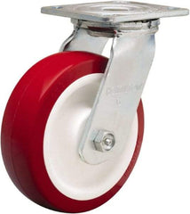 Hamilton - 6" Diam x 2" Wide x 7-1/2" OAH Top Plate Mount Swivel Caster - Polyurethane Mold on Polypropylene, 900 Lb Capacity, Straight Roller Bearing, 4 x 4-1/2" Plate - Caliber Tooling